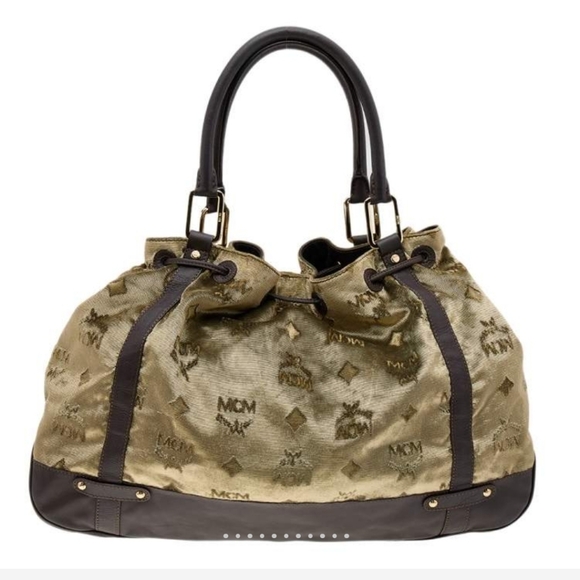 MCM Vintage Green and Brown Viseto Velvet Shoulder Bag. - Picture 7 of 11